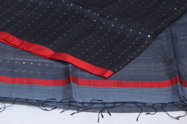 Pure Muslin Silk Saree with Weaved Sequins and Stitched Blouse