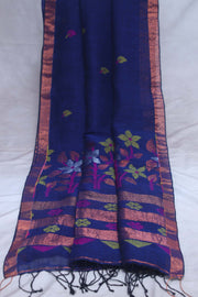 Handloom linen saree jamdani pallu, with BP