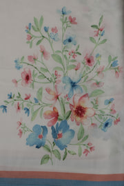 Aliya Bhatt White floral printed half organza and half satin silk saree with stitched blouse
