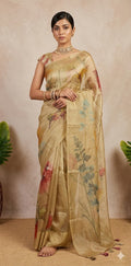 Organza silk tissue saree with digital print, with bP