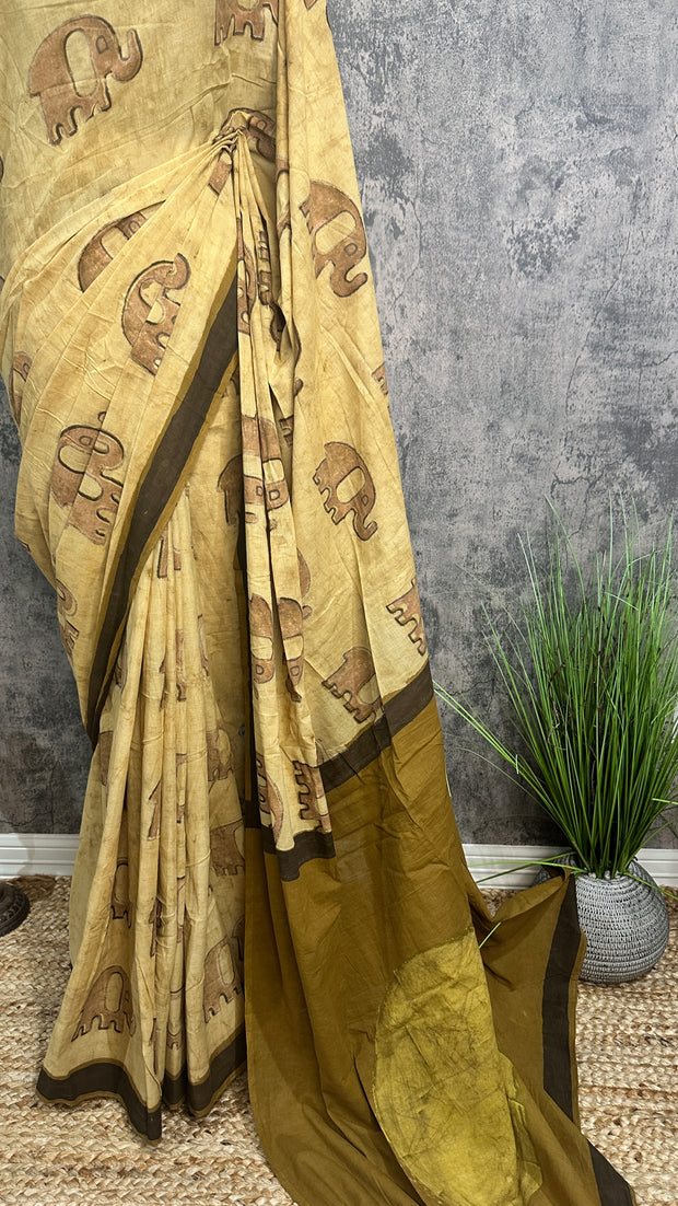 Vanaspati Ajrakh cotton sarees with hand block print with natural dye