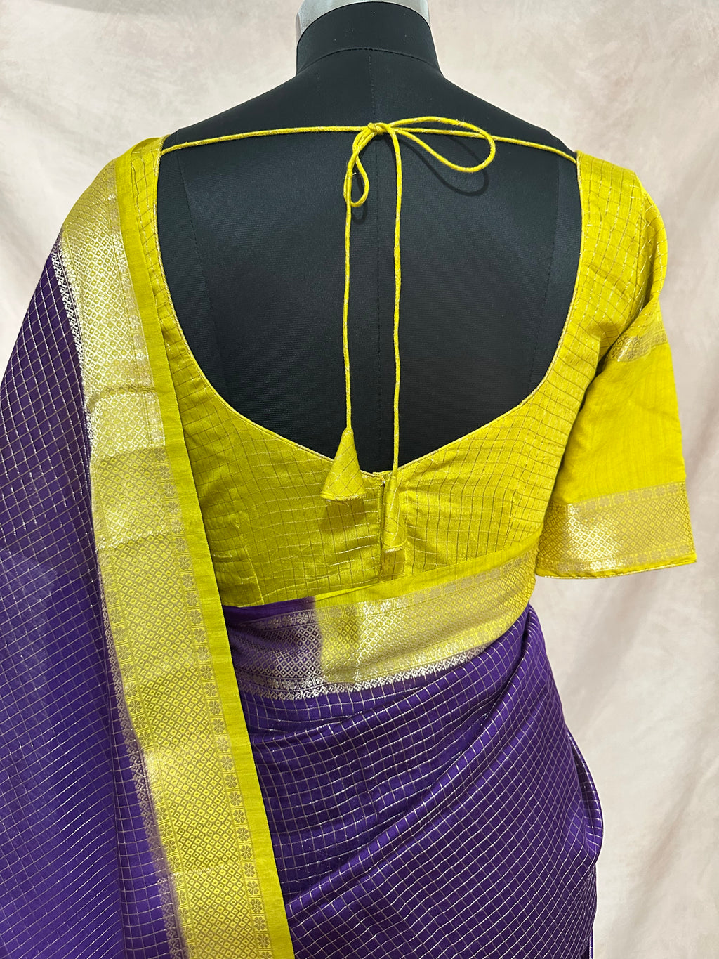 Semi mysore silk saree with stitched blouse