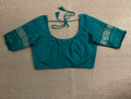 Green Kala cotton blouse with mirror work