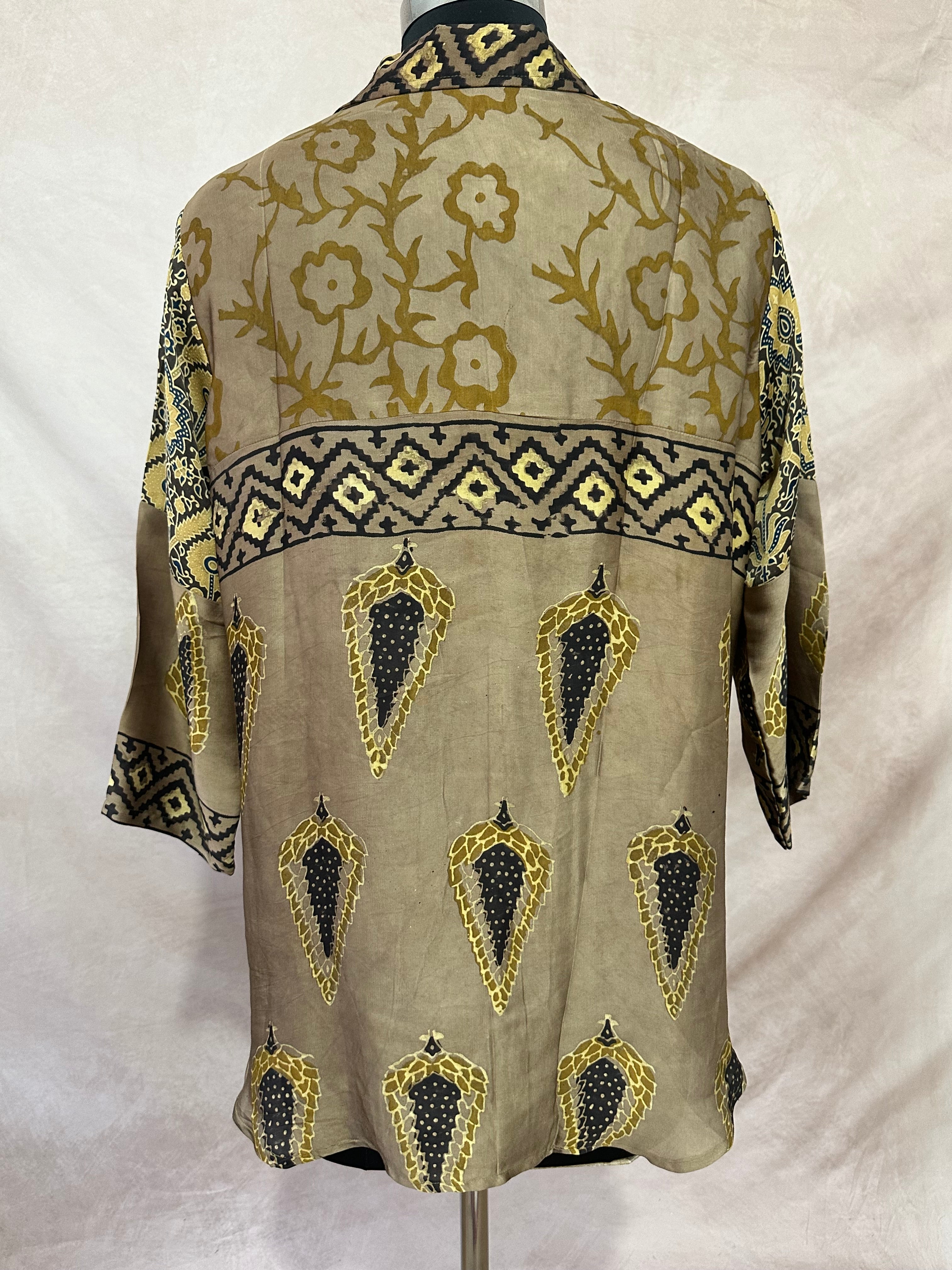 Pure Modal silk shirt with hand block print