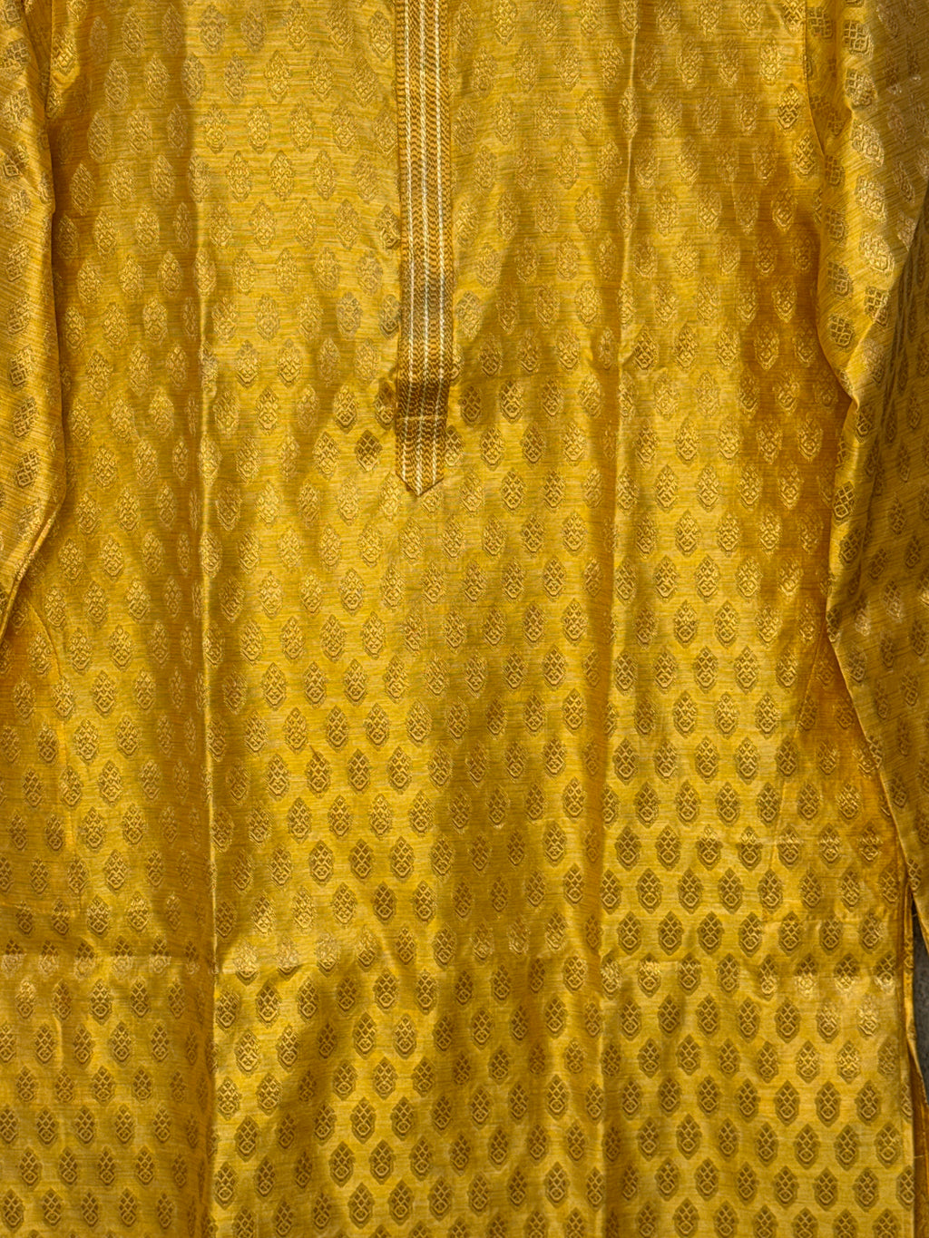 Mustard yellow banarsi brocade style kurta