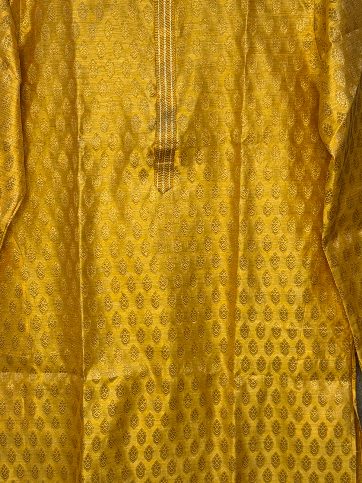 Mustard yellow banarsi brocade style kurta