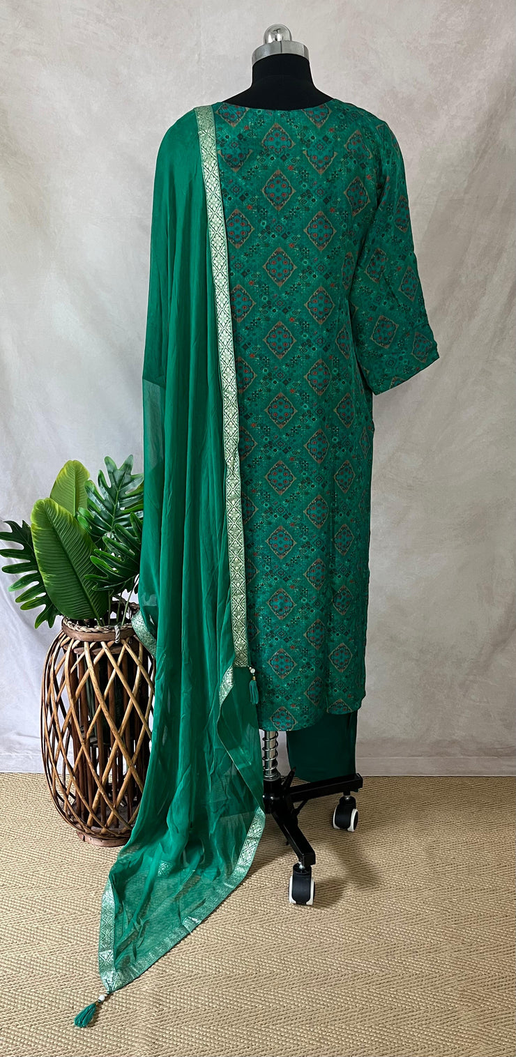 Green Banarsi silk set