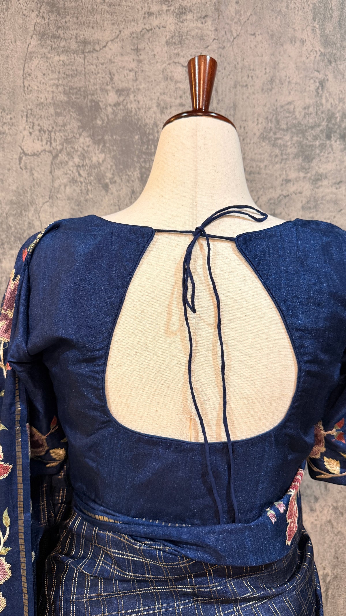 Semi tussar saree with embroidery and stitched blouse