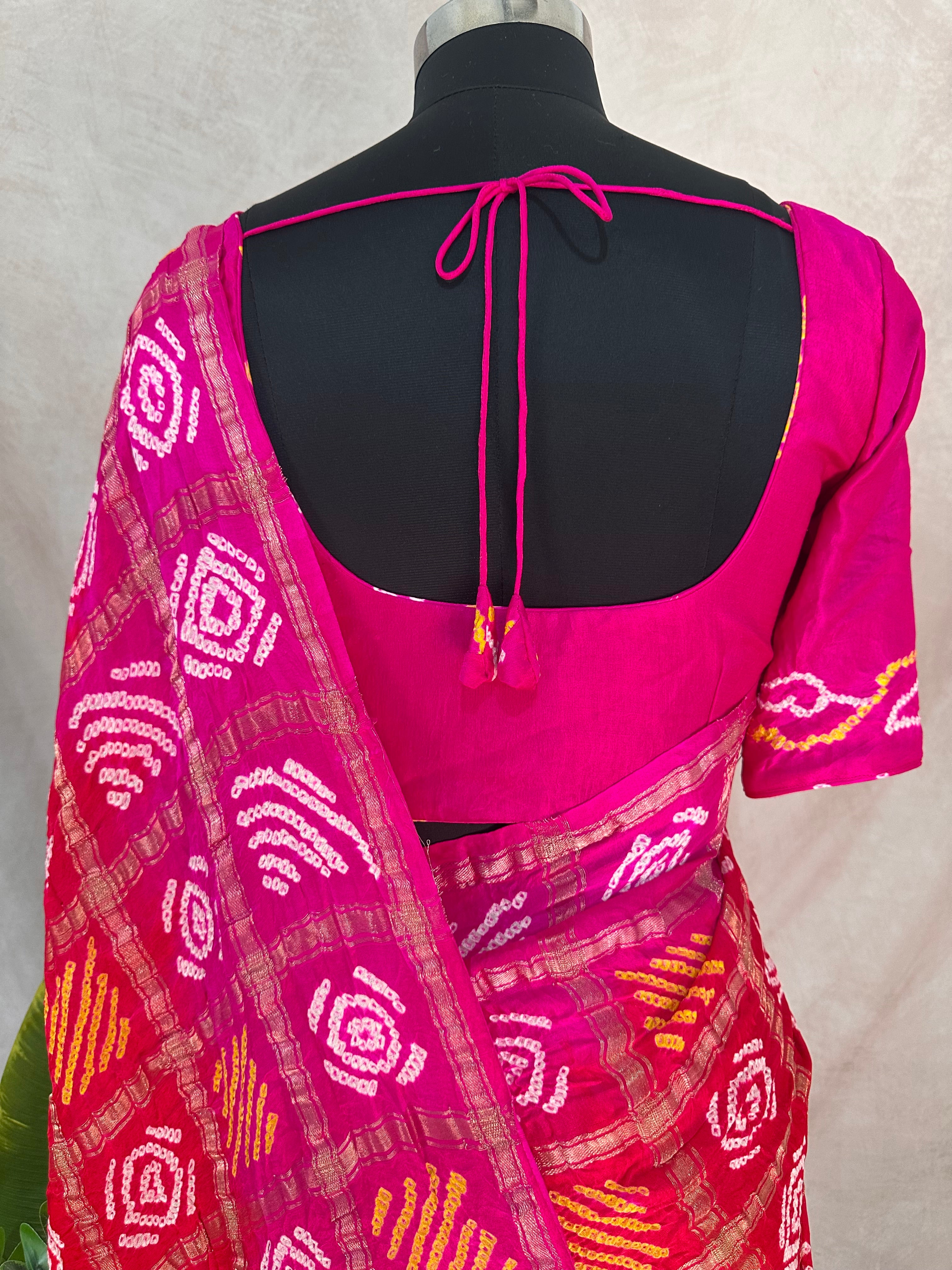 Pure gharchola Gajji silk saree with stitched blouse