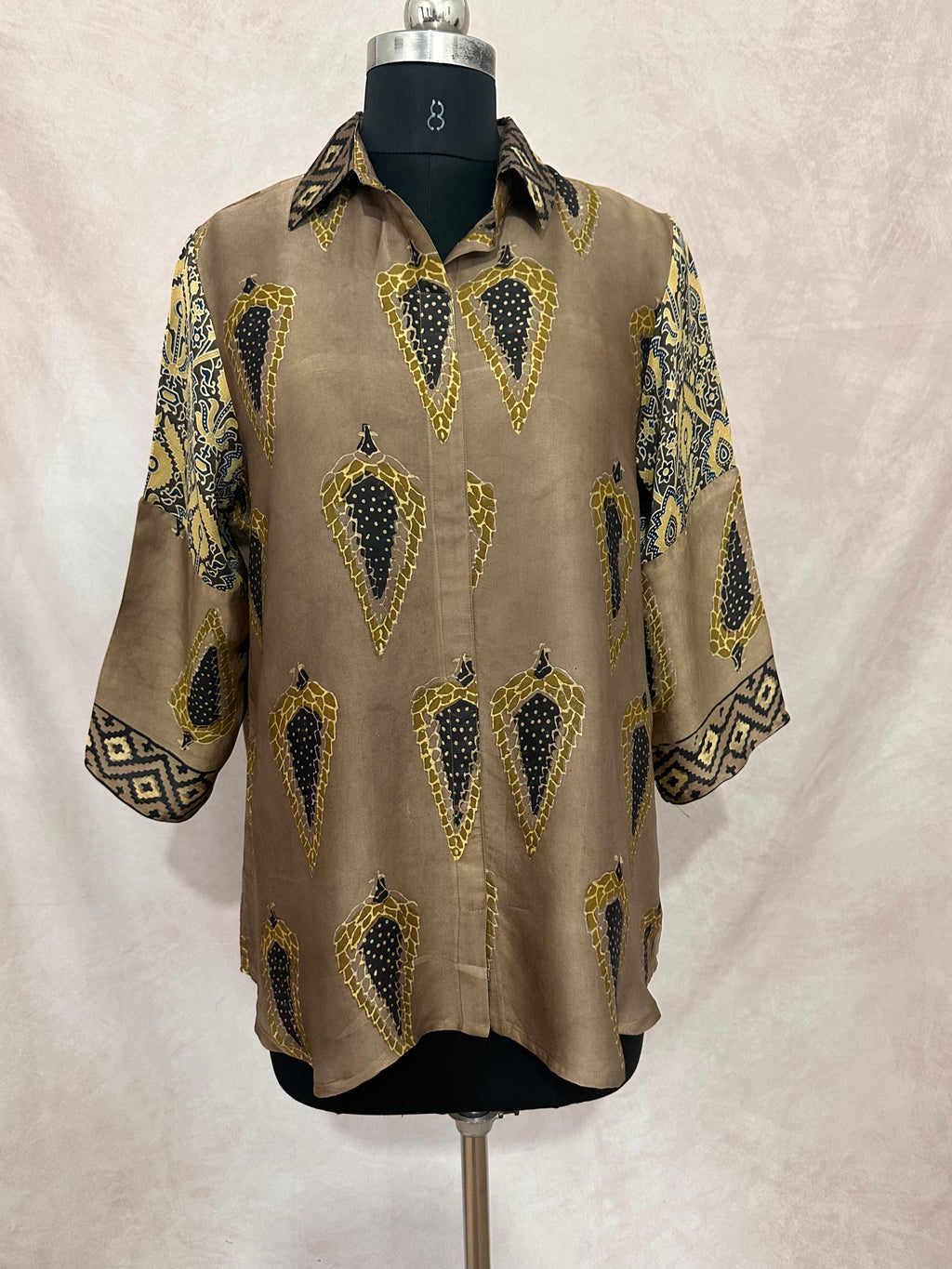 Pure Modal silk shirt with hand block print