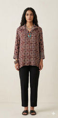 Pure Modal silk shirt with hand block print