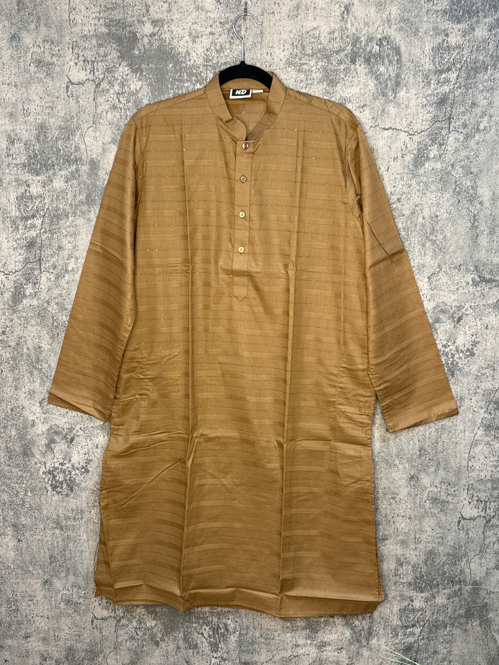 Light brown Soft cotton kurta with small weaved sequins