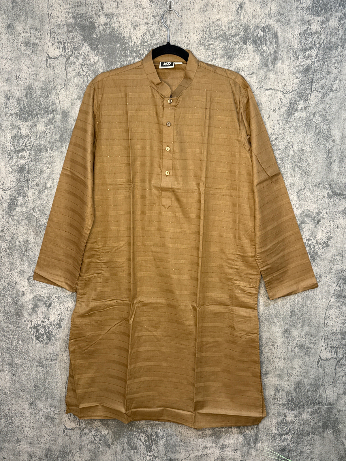 Light brown Soft cotton kurta with small weaved sequins