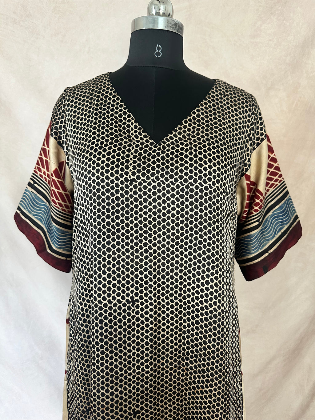 Designer Ajrakh modal silk dress