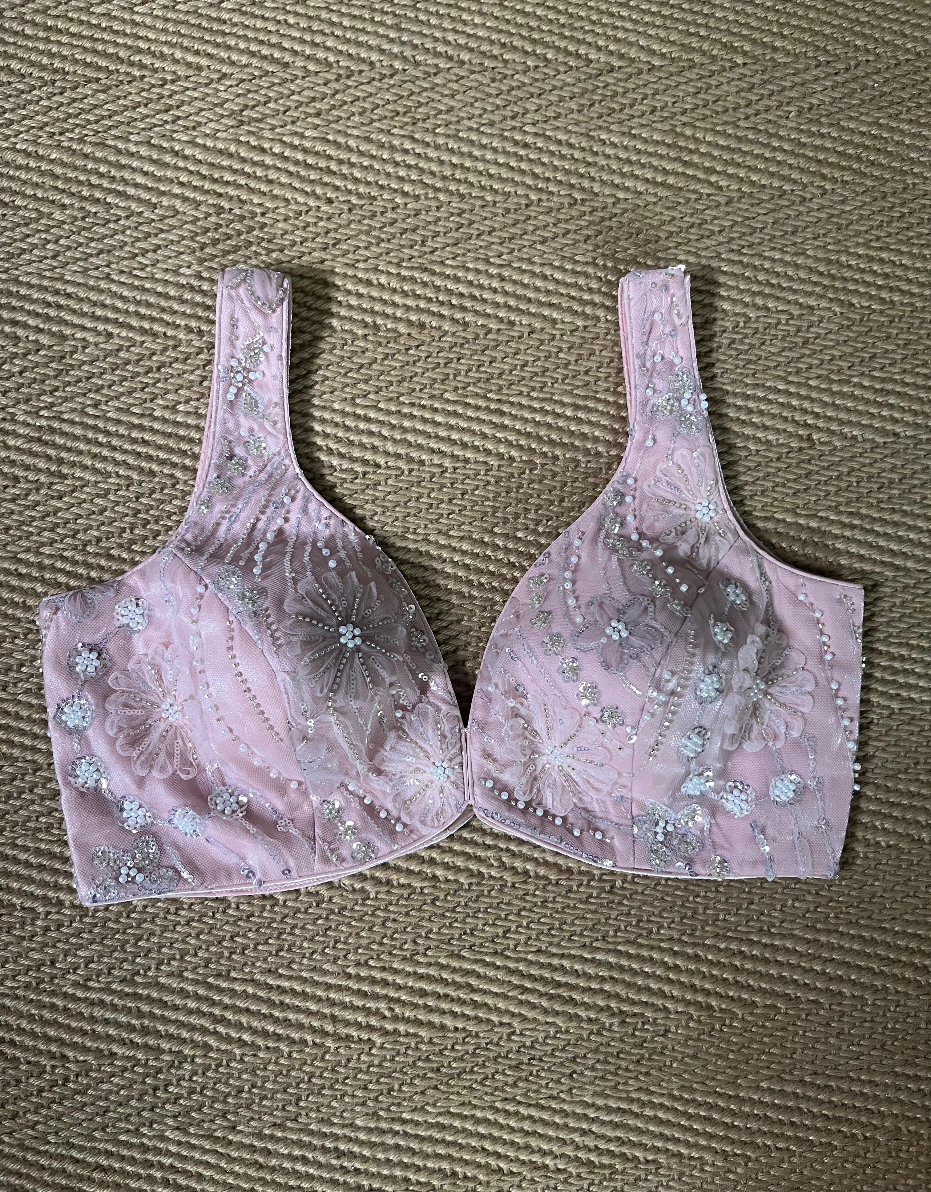 Baby pink blouse with bead work