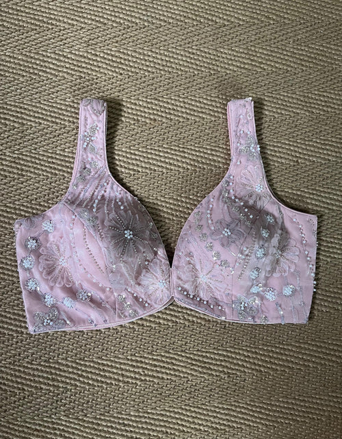 Baby pink blouse with bead work