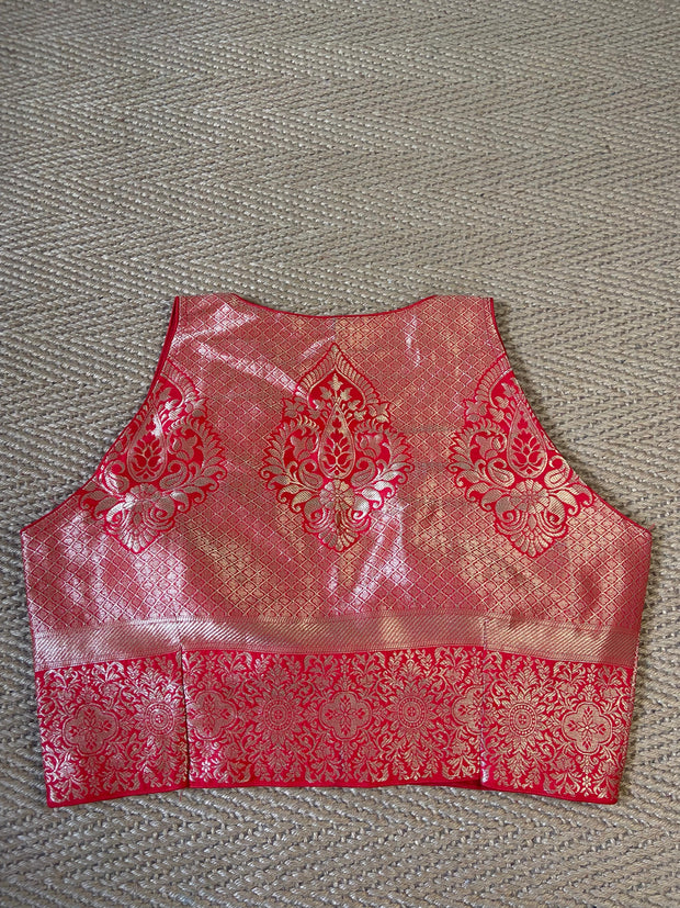 Red brocade blouse