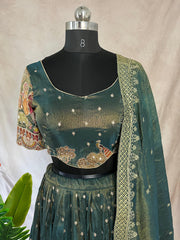 Green tissue lehanga