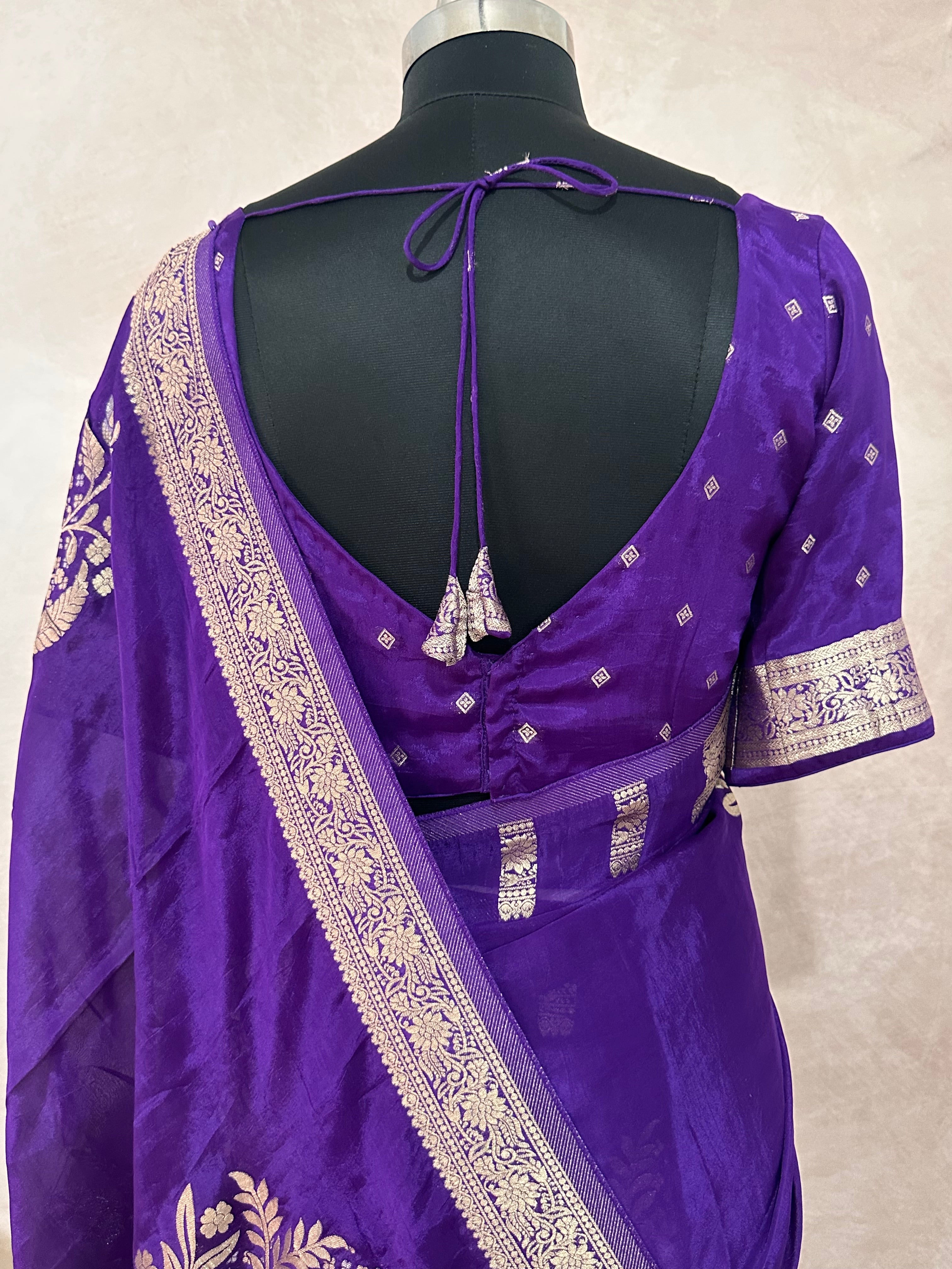 Crepe georgette saree with stitched blouse