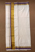 Purple and gold border set saree