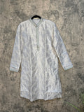 Light grey kurta with self embroidery
