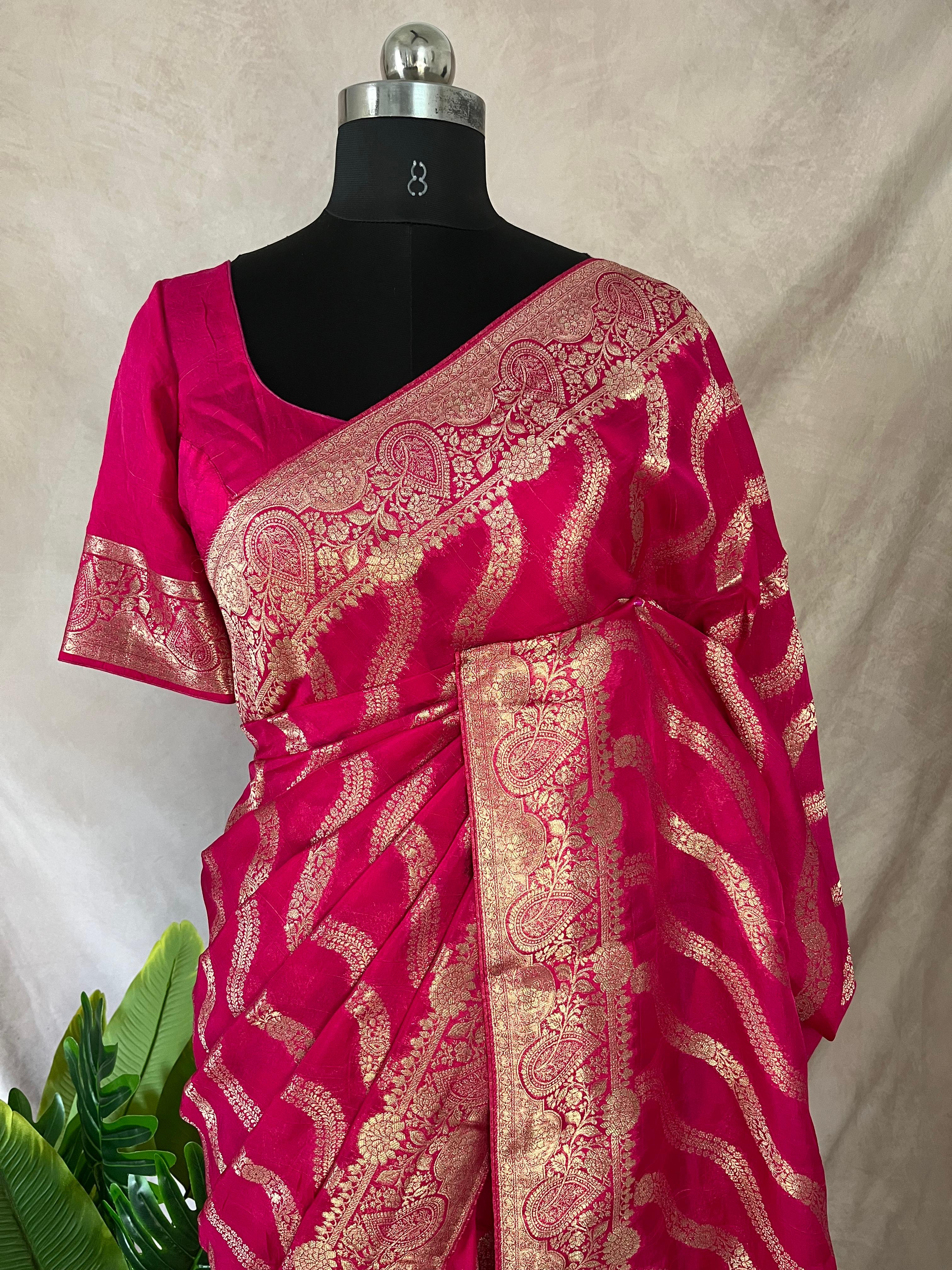Dola silk saree with stitched blouse