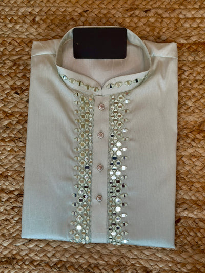 Light green kurta with Mirror work