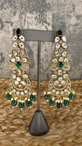 Designer replica earring with green and moissanite stone