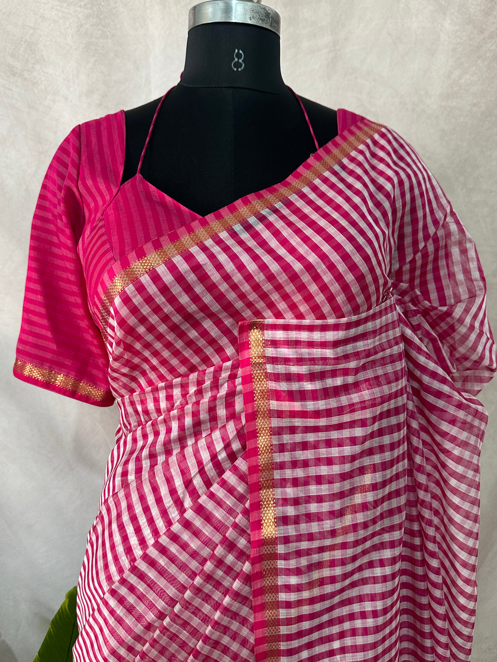 Maheshwari silk saree with stitched blouse