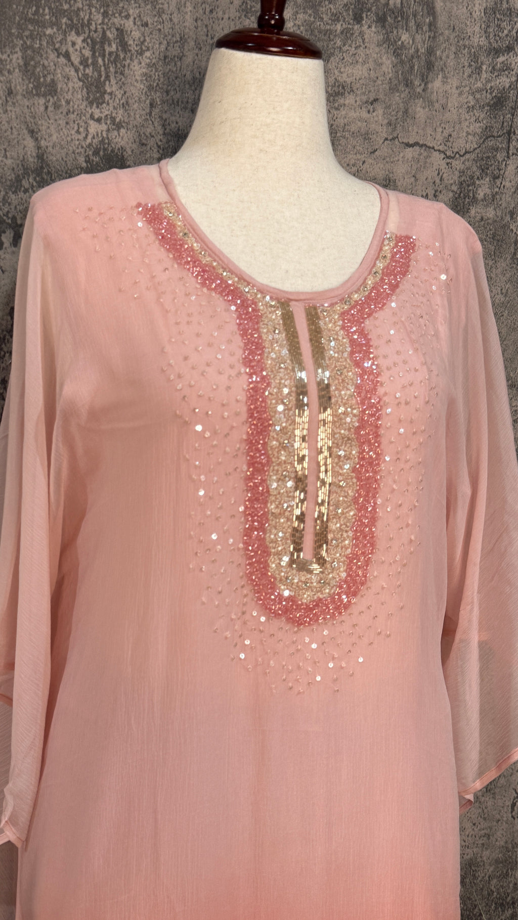 Chiffon designer short kaftan with bottom
