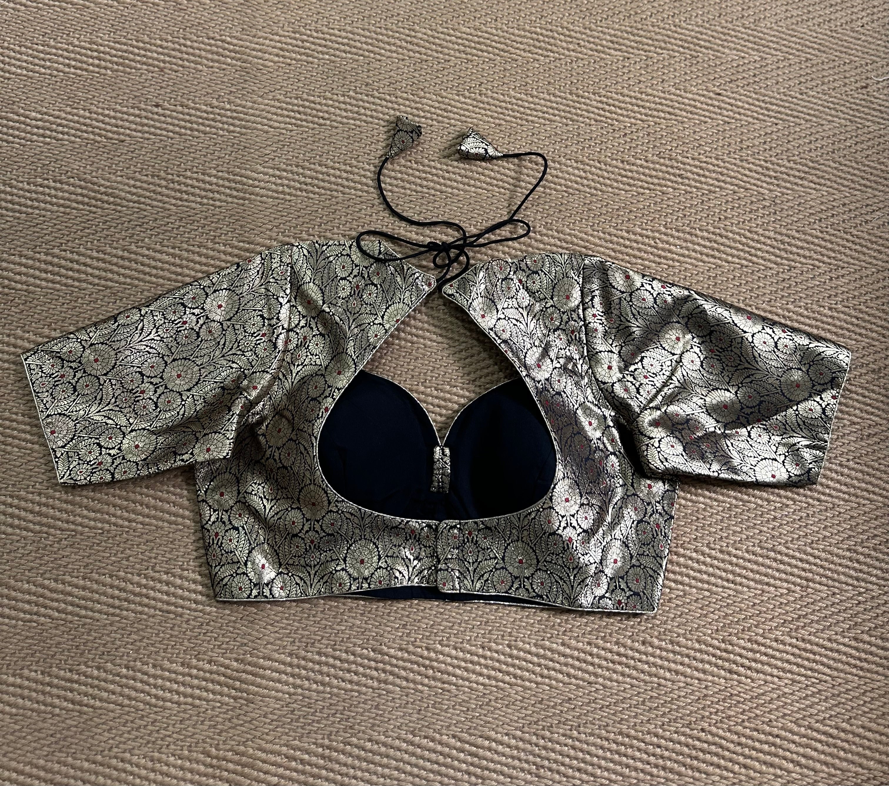 Black Banarsi brocade blouse
