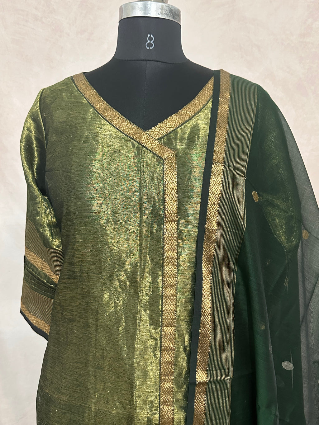 Maheshwari tissue cotton kurti with bottom and dupatta