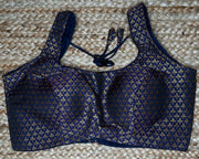 Navy blue brocade blouse
