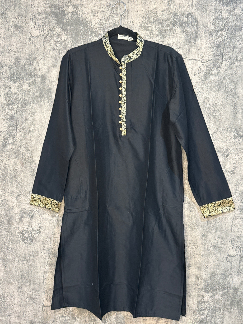 Black silk cotton kurta