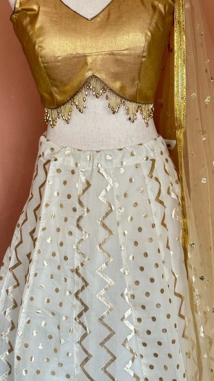 Chanderi skirt with blouse and dupatta