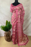 Raw mango meena jal saree with stitched blouse