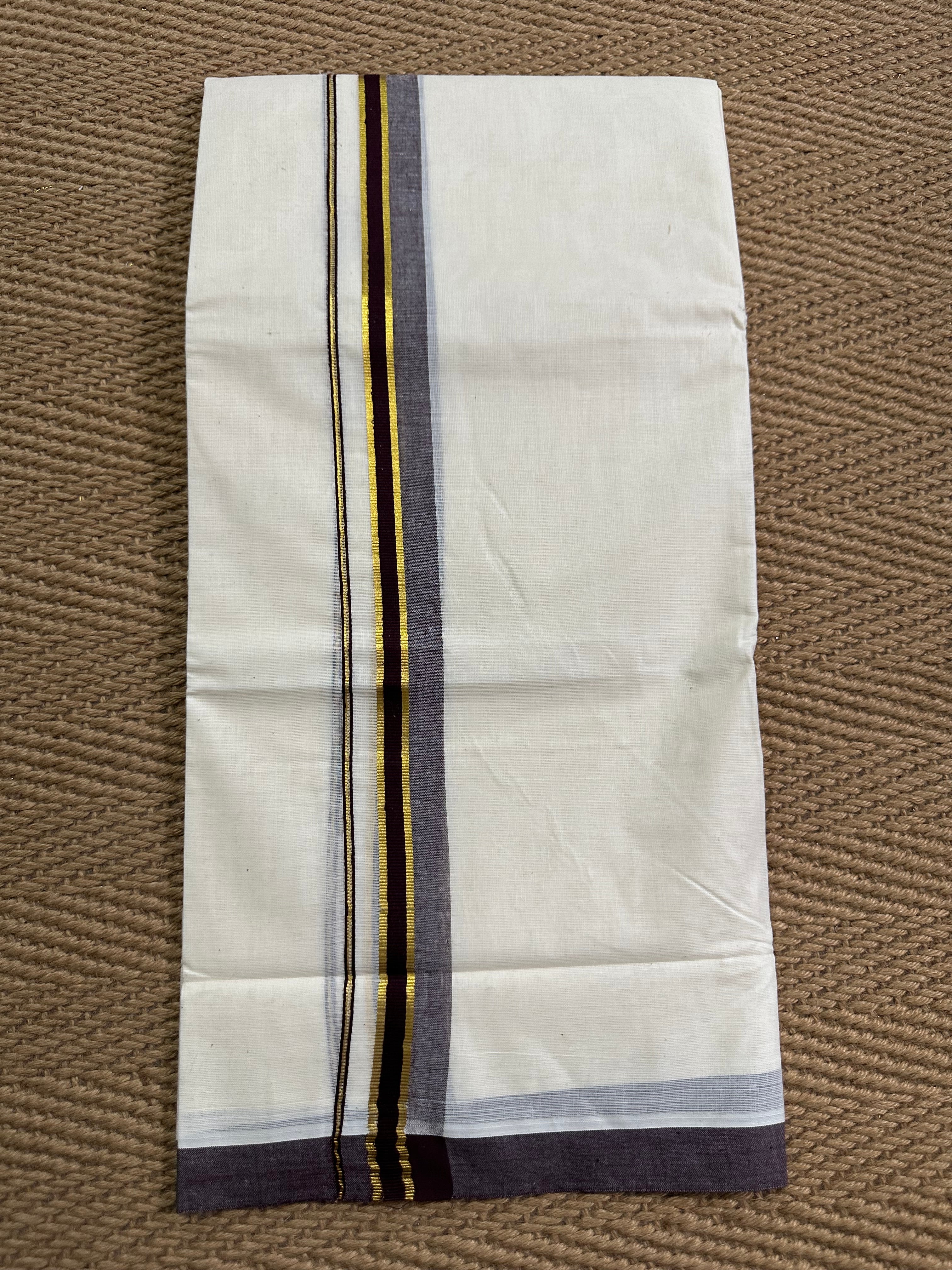 Cotton dhothi with black and gold border