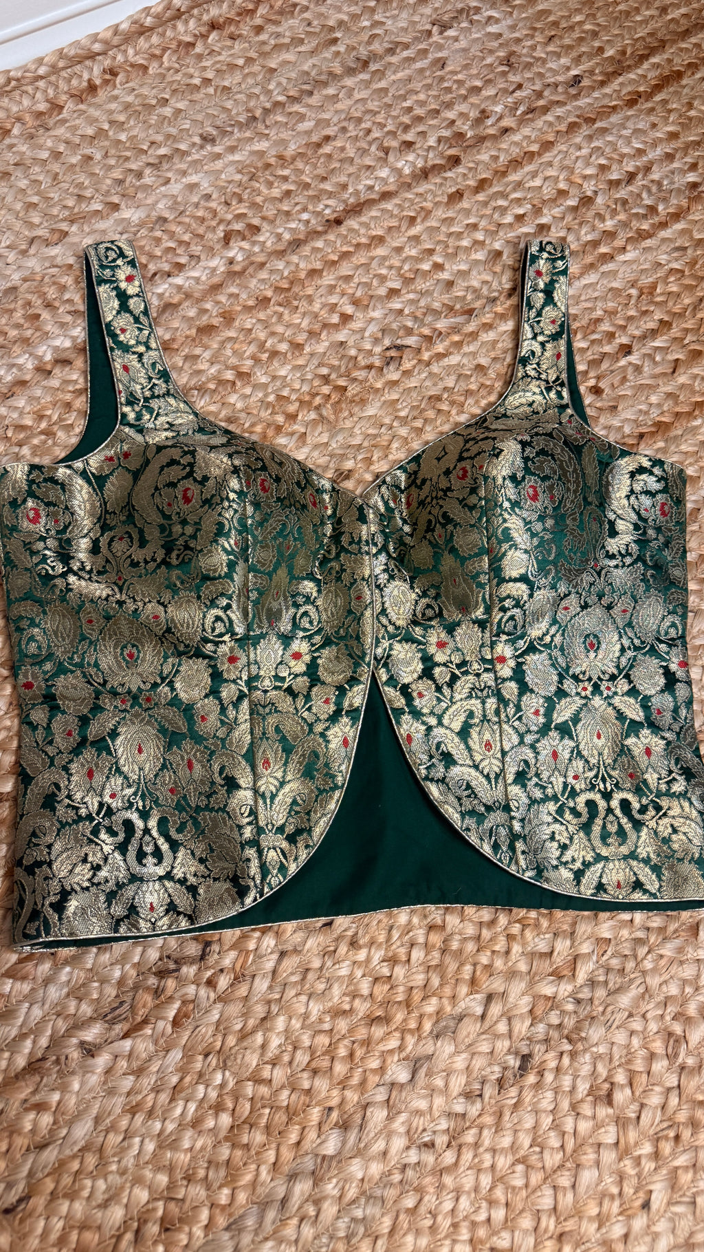 Bottle Green banarsi brocade long top