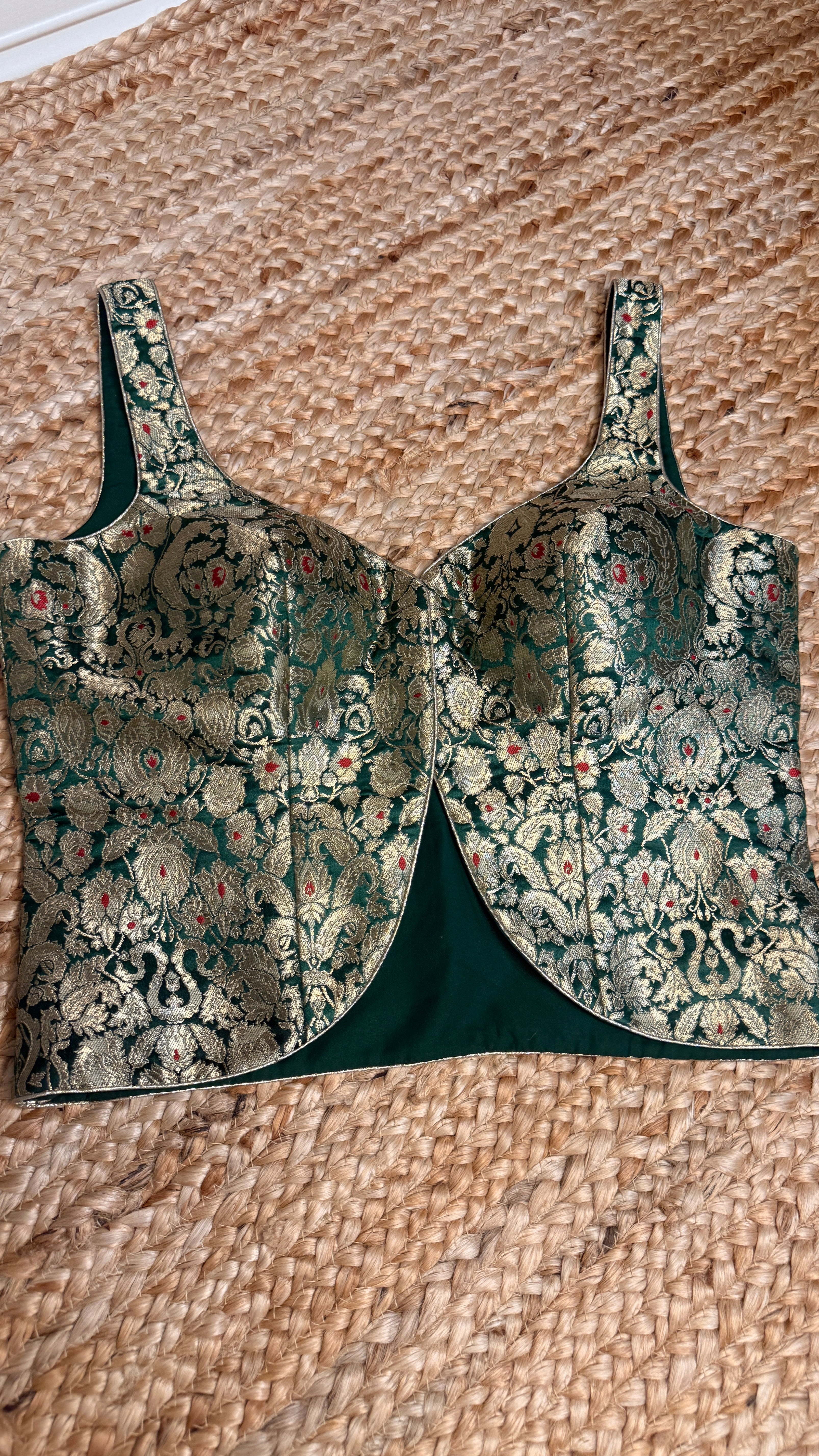 Bottle Green banarsi brocade long top