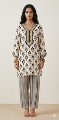 Printed designer muslin cord set