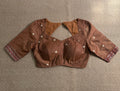 Light brown silk cotton blouse with sleeves