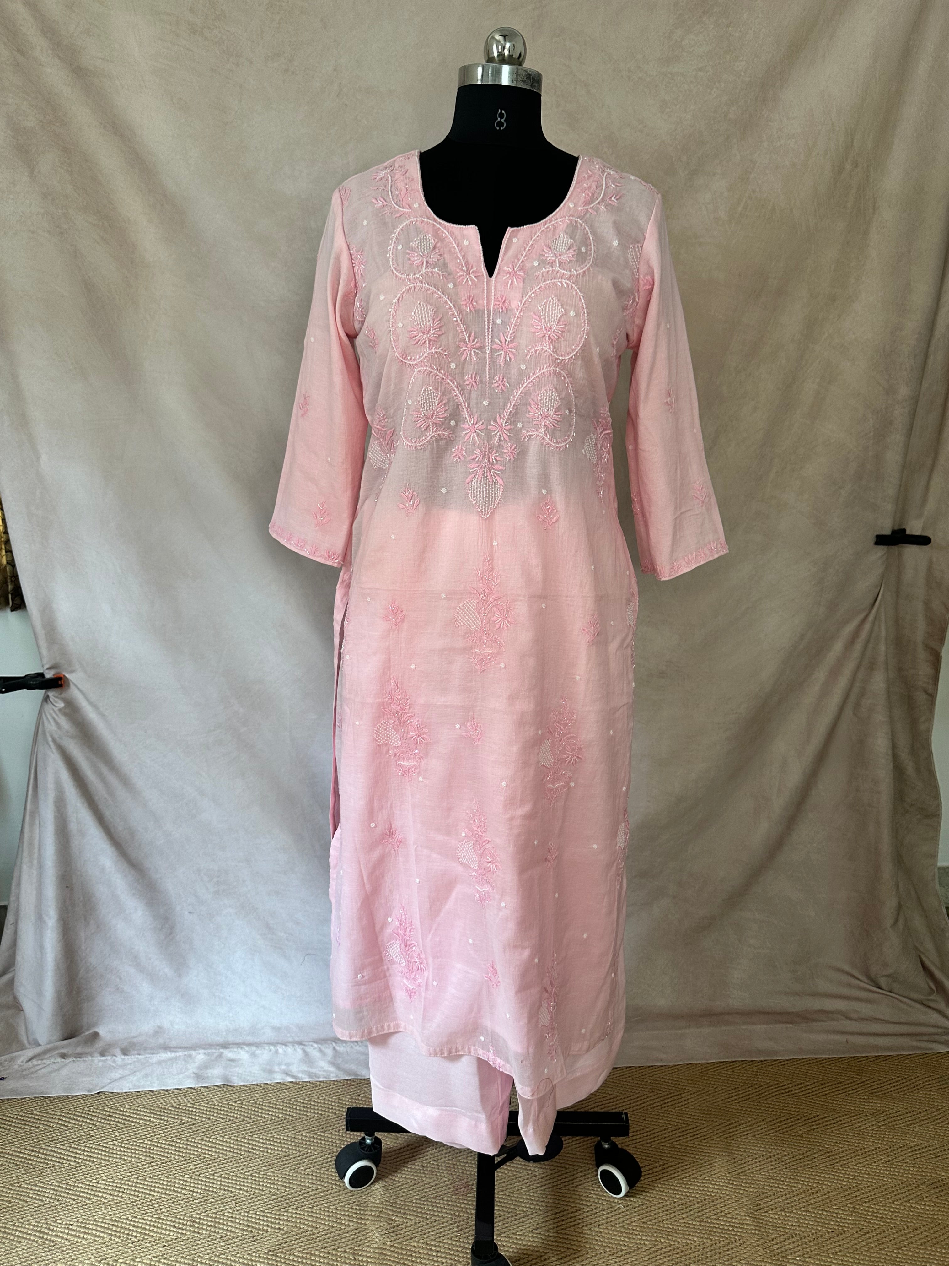 Designer Chikankari kurti with bottom and dupatta