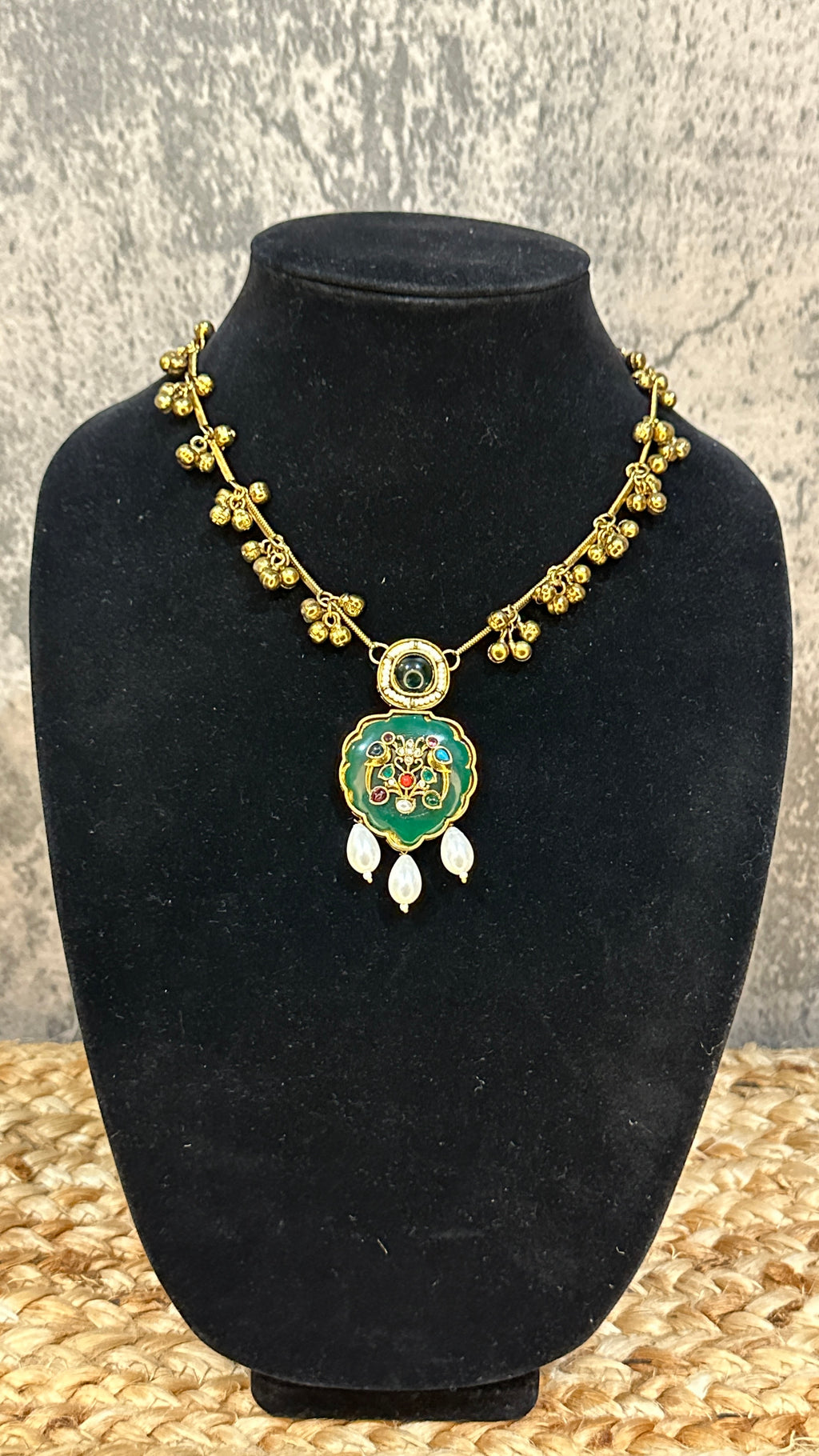Necklace with Green and multi color stones