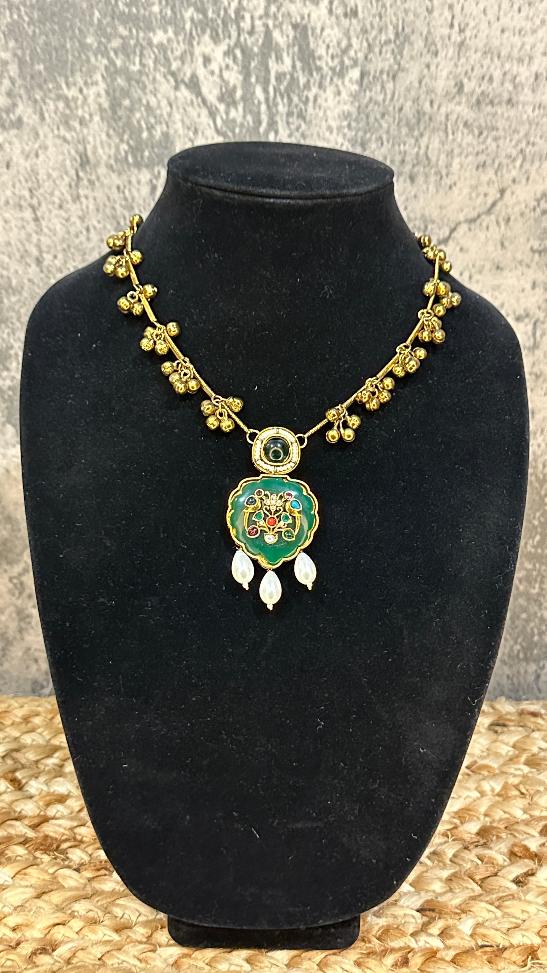 Necklace with Green and multi color stones