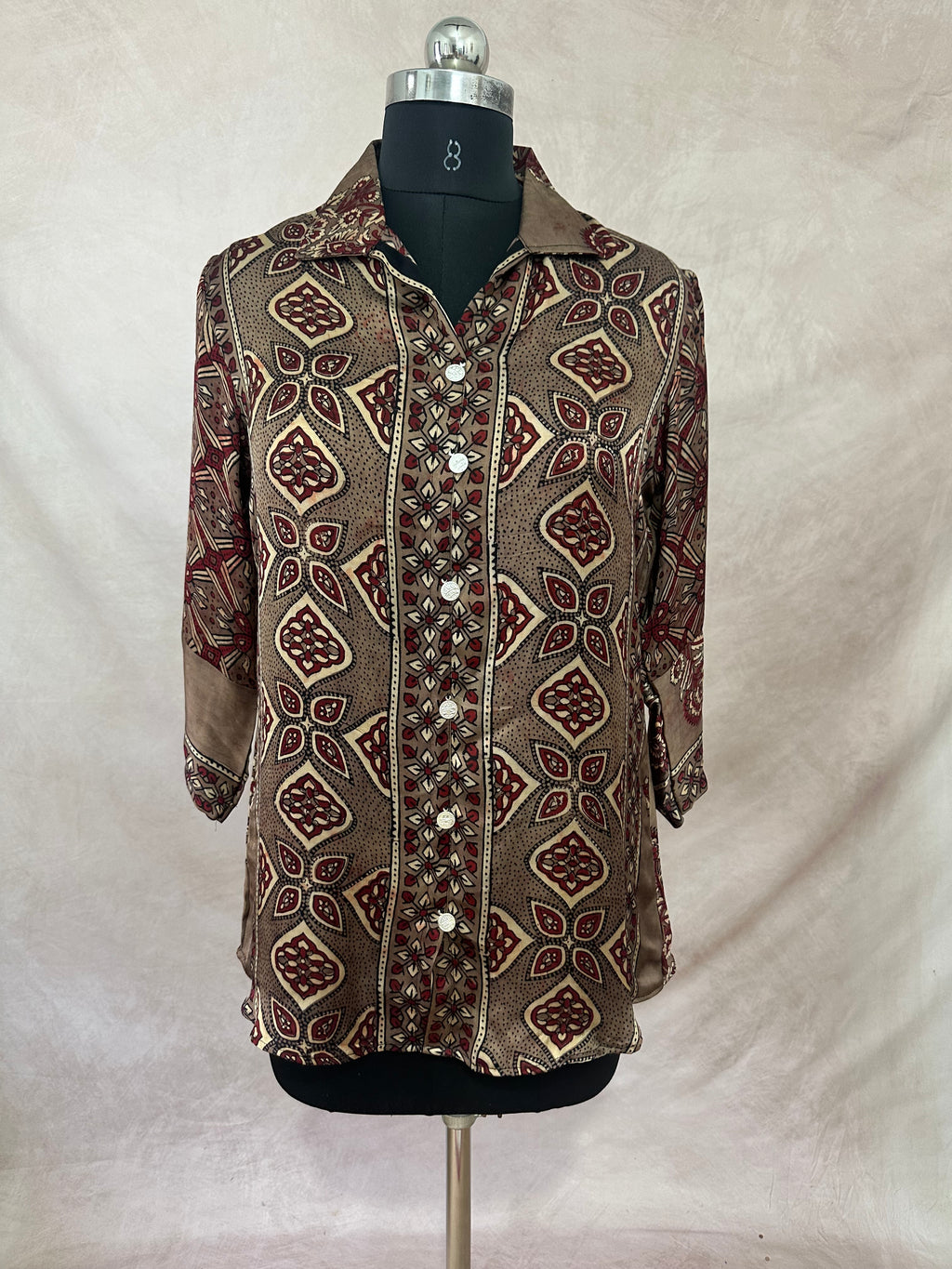 Pure Modal silk shirt with hand block print