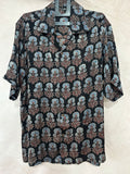 Ajrakh handblock printed Cuban colar shirts in pure modal silk