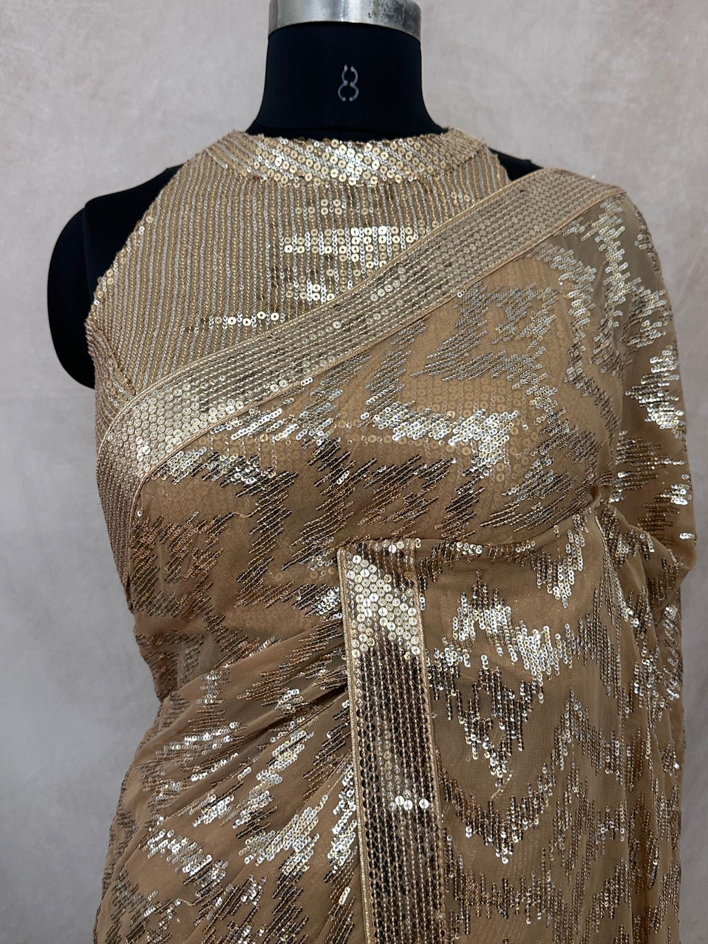 Designer sequins saree with blouse and under skirt