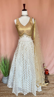 Chanderi skirt with blouse and dupatta