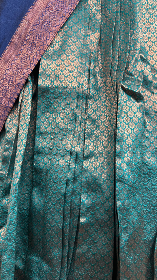 Semi silk brocade dhavani