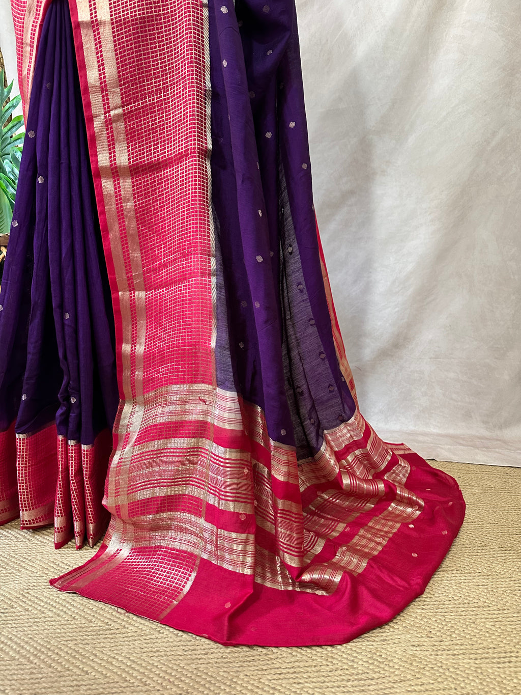 Semi mysore silk saree with stitched blouse
